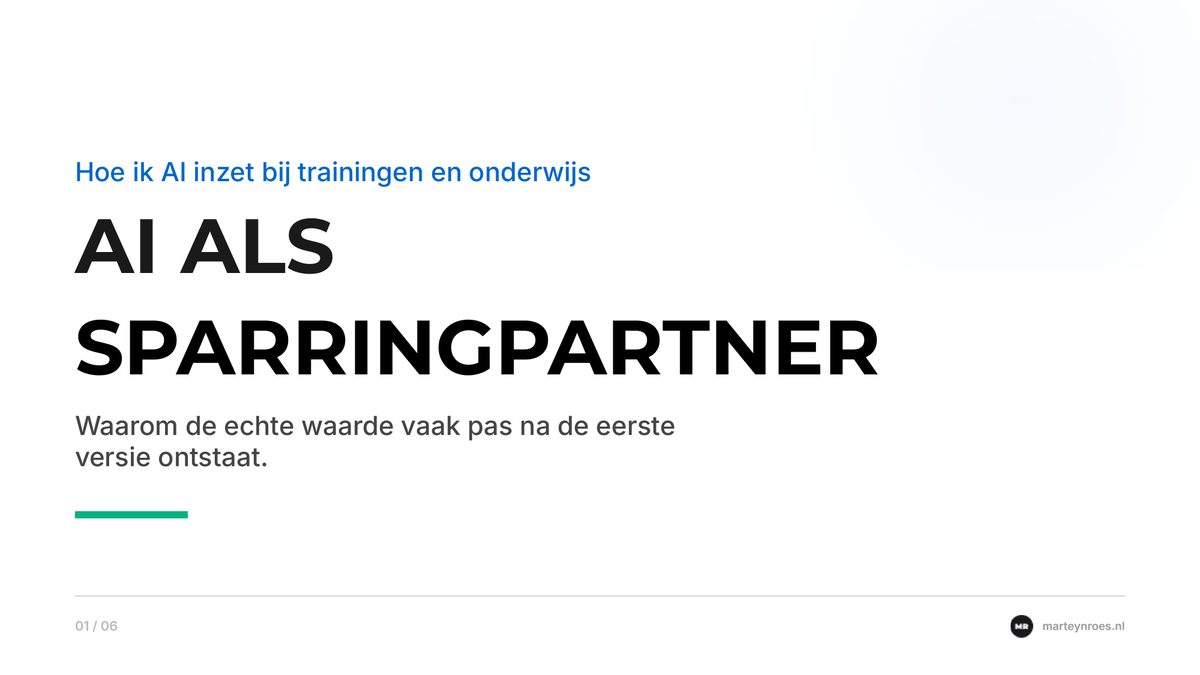 Titelslide: AI als sparringpartner bij trainingen en onderwijs